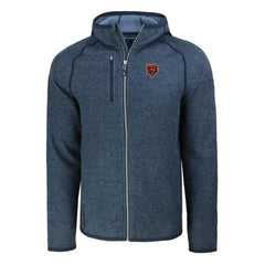 Chicago Bears Cutter & Buck Throwback Mainsail Sweater-Knit Full-Zip Hoodie - Heather Navy - NFL