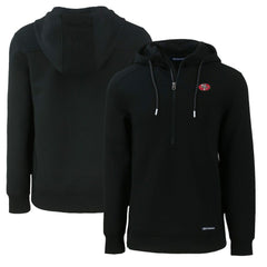 San Francisco 49ers Cutter & Buck Throwback Roam Eco Half-Zip Recycled Pullover Hoodie - Black - NFL