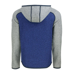 Denver Broncos Cutter & Buck Throwback Mainsail Sweater-Knit Full-Zip Hoodie - Royal/Heather Gray - NFL