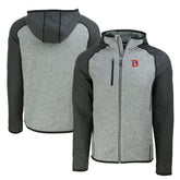 Denver Broncos Cutter & Buck Throwback Mainsail Sweater-Knit Full-Zip Hoodie - Heather Gray/Heather Charcoal - NFL