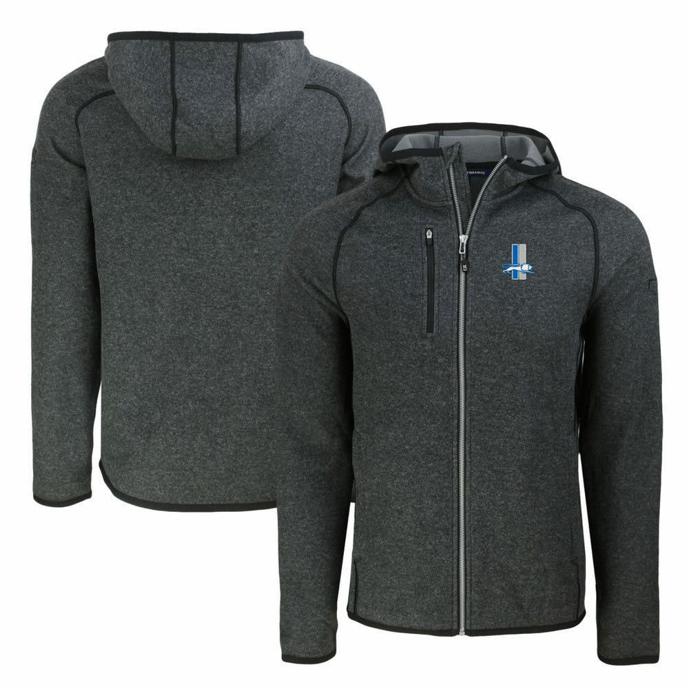 Detroit Lions Cutter & Buck Throwback Mainsail Sweater-Knit Full-Zip Hoodie - Heather Charcoal - NFL