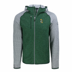Green Bay Packers Cutter & Buck Throwback Mainsail Sweater-Knit Full-Zip Hoodie - Heather Green/Heather Gray - NFL