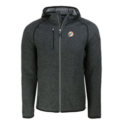 Miami Dolphins Cutter & Buck Throwback Mainsail Sweater-Knit Full-Zip Hoodie - Heather Charcoal - NFL