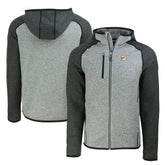 Miami Dolphins Cutter & Buck Throwback Mainsail Sweater-Knit Full-Zip Hoodie - Heather Gray/Heather Charcoal - NFL
