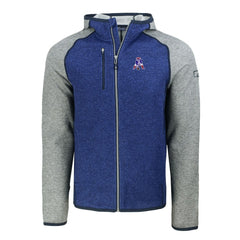 New England Patriots Cutter & Buck Throwback Mainsail Sweater-Knit Full-Zip Hoodie - Royal/Heather Gray - NFL