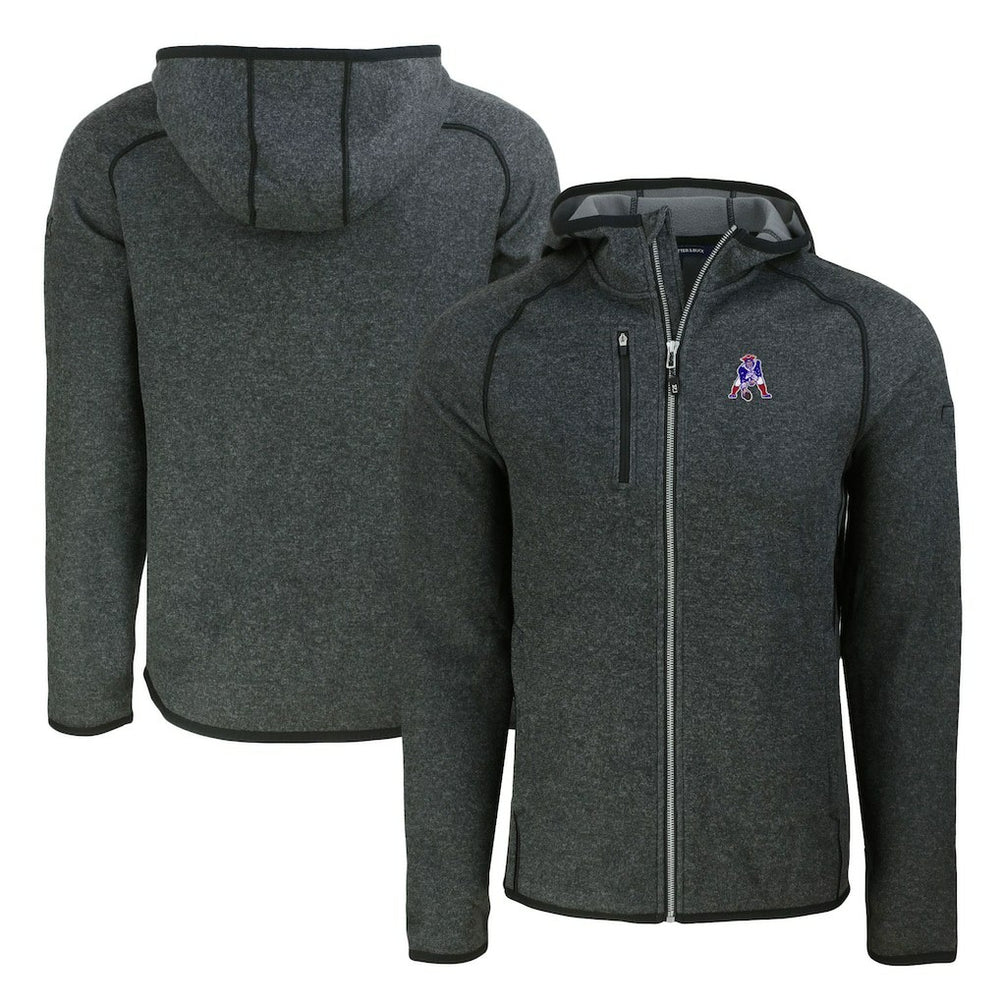 New England Patriots Cutter & Buck Throwback Mainsail Sweater-Knit Full-Zip Hoodie - Heather Charcoal - NFL