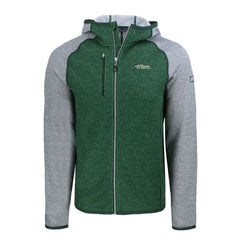 New York Jets Cutter & Buck Throwback Mainsail Sweater-Knit Full-Zip Hoodie - Heather Green/Heather Gray - NFL