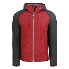 San Francisco 49ers Cutter & Buck Throwback Mainsail Sweater-Knit Full-Zip Hoodie - Scarlet/Heather Charcoal - NFL