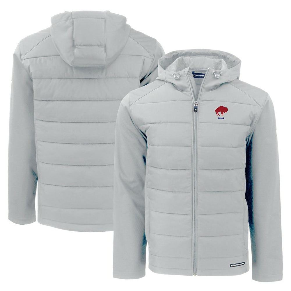 Buffalo Bills Cutter & Buck Throwback Evoke Hybrid Eco Softshell Recycled Full-Zip Hoodie Jacket - Gray - NFL