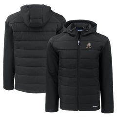 Cleveland Browns Cutter & Buck Throwback Evoke Hybrid Eco Softshell Recycled Full-Zip Hoodie Jacket - Black - NFL
