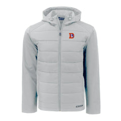 Denver Broncos Cutter & Buck Throwback Evoke Hybrid Eco Softshell Recycled Full-Zip Hoodie Jacket - Gray - NFL
