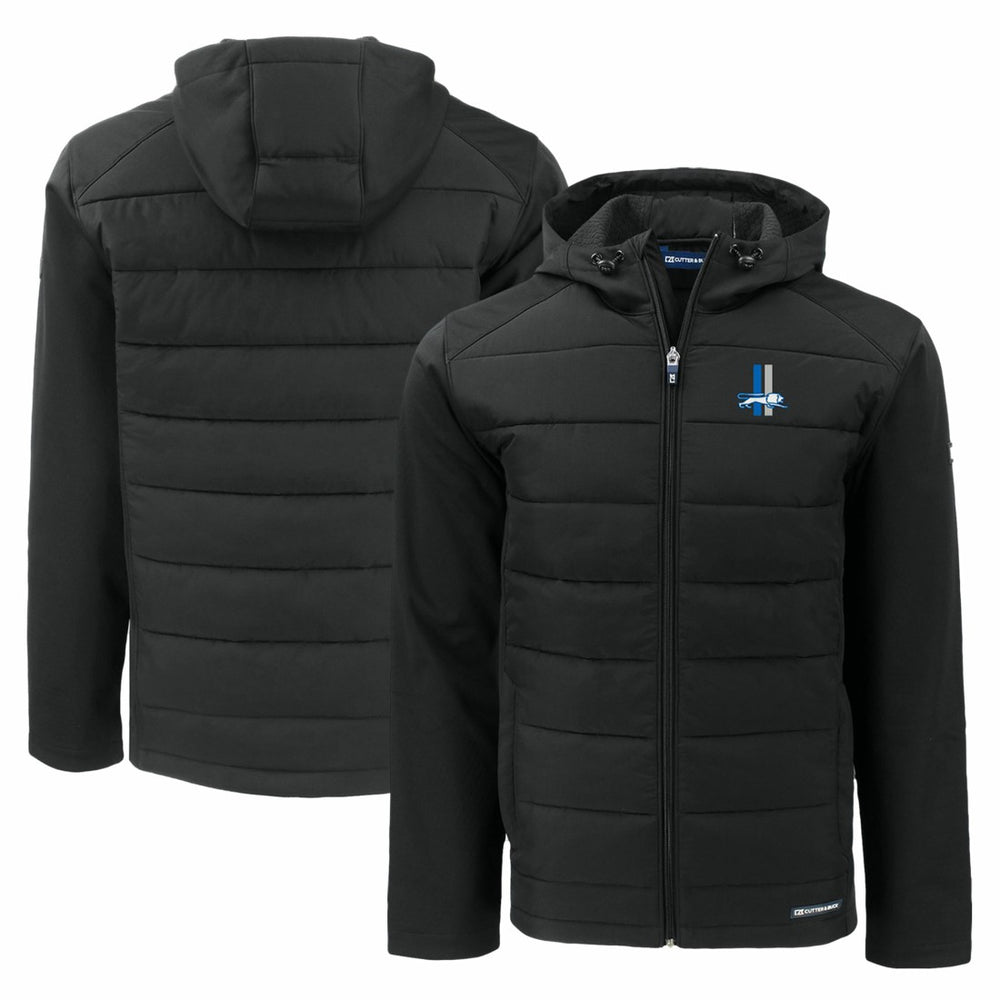 Detroit Lions Cutter & Buck Throwback Evoke Hybrid Eco Softshell Recycled Full-Zip Hoodie Jacket - Black - NFL