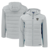 Las Vegas Raiders Cutter & Buck Throwback Evoke Hybrid Eco Softshell Recycled Full-Zip Hoodie Jacket - Gray - NFL