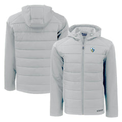 Los Angeles Chargers Cutter & Buck Throwback Evoke Hybrid Eco Softshell Recycled Full-Zip Hoodie Jacket - Gray - NFL