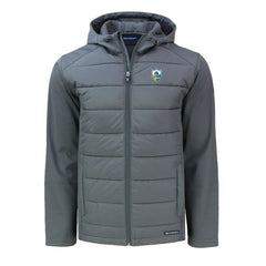 Los Angeles Chargers Cutter & Buck Throwback Evoke Hybrid Eco Softshell Recycled Full-Zip Hoodie Jacket - Gray - NFL
