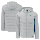 Miami Dolphins Cutter & Buck Throwback Evoke Hybrid Eco Softshell Recycled Full-Zip Hoodie Jacket - Gray - NFL