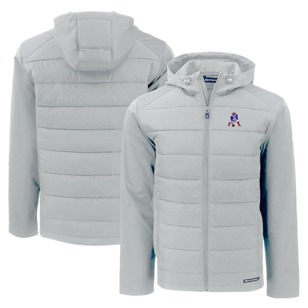 New England Patriots Cutter & Buck Throwback Evoke Hybrid Eco Softshell Recycled Full-Zip Hoodie Jacket - Gray - NFL