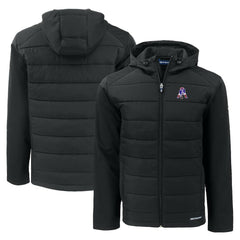 New England Patriots Cutter & Buck Throwback Evoke Hybrid Eco Softshell Recycled Full-Zip Hoodie Jacket - Black - NFL