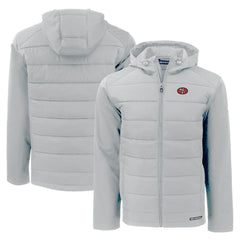 San Francisco 49ers Cutter & Buck Throwback Evoke Hybrid Eco Softshell Recycled Full-Zip Hoodie Jacket - Gray - NFL