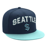 Seattle Kraken Starter Arch Logo Two-Tone Snapback Hat - Deep Sea Blue/Light Blue | NHL online