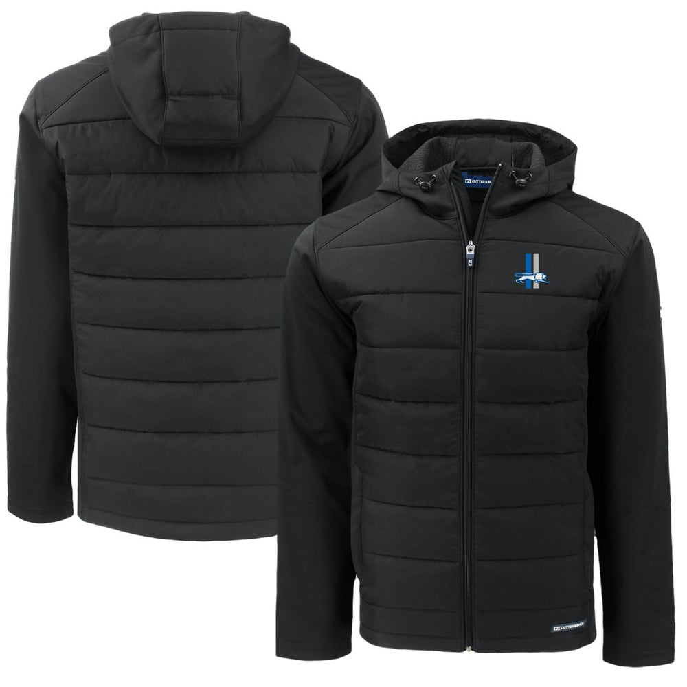 Detroit Lions Cutter & Buck Throwback Big & Tall Evoke Hybrid Eco Softshell Recycled Full-Zip Jacket - Black - NFL