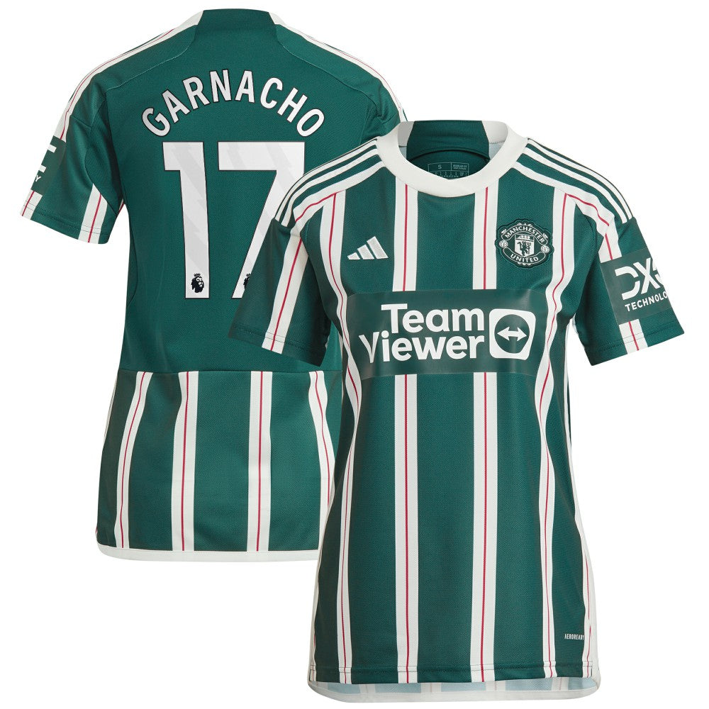 Adidas - Alejandro Garnacho Manchester United Women's 2023/24 Away Replica Player Jersey – Green