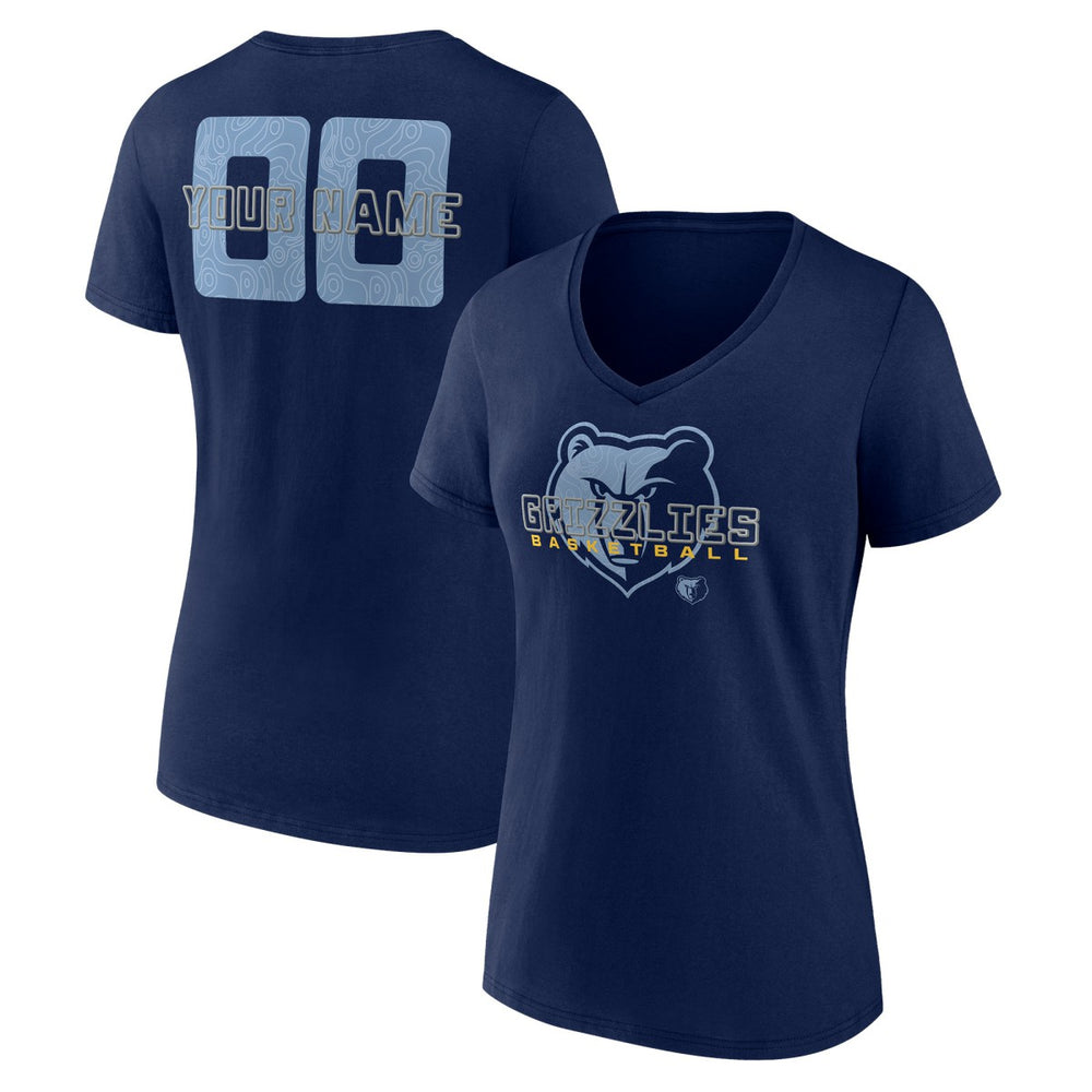 Memphis Grizzlies Women's Stellar Personalized Name & Number V-Neck T-Shirt Navy