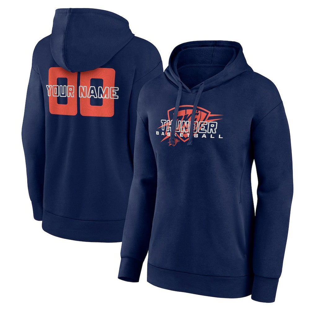 Oklahoma City Thunder Women's Stellar Personalized Name & Number Pullover Hoodie Navy