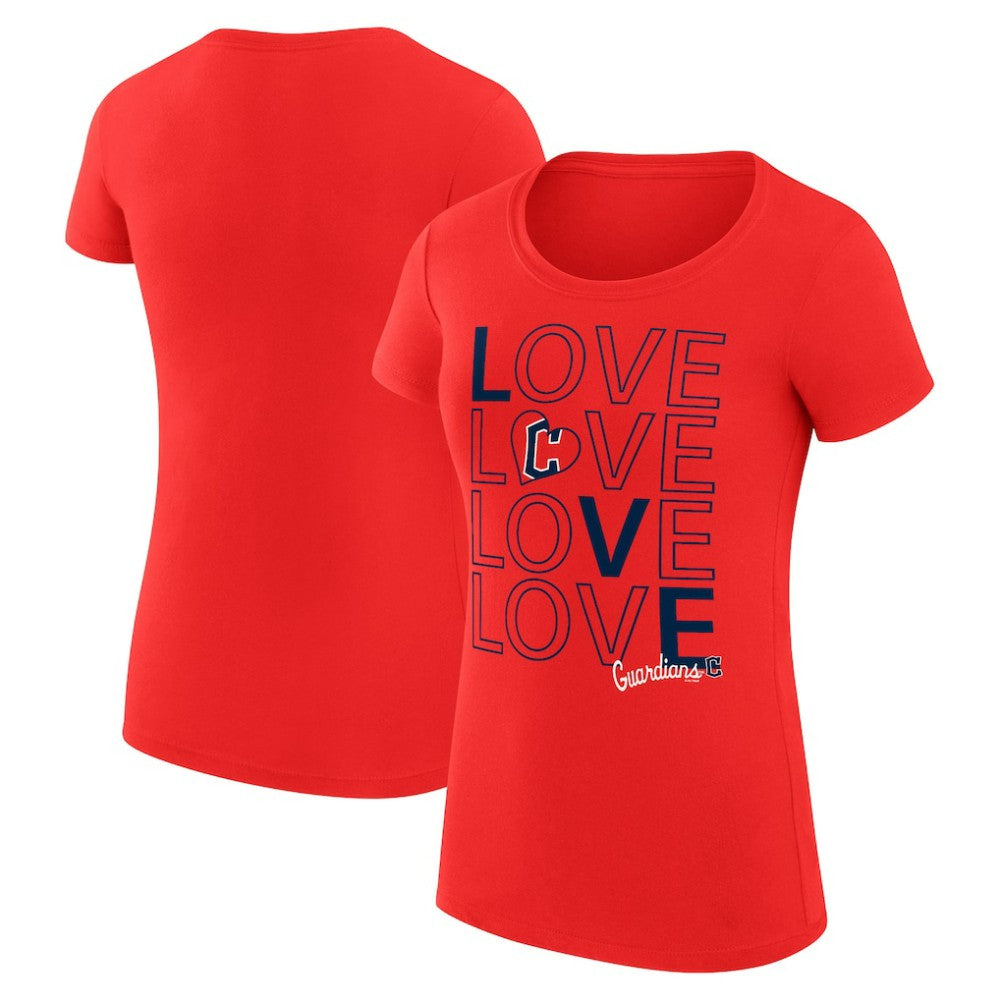 Cleveland Guardians G-III 4Her by Carl Banks Women's Super-Slim Fit Lightweight Love Graphic Team T-Shirt Outlet