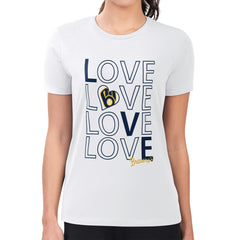 Milwaukee Brewers G-III 4Her by Carl Banks Women's Super-Slim Fit Lightweight Love Graphic Team T-Shirt Sale