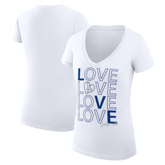 Los Angeles Dodgers G-III 4Her by Carl Banks Women's Super-Slim Fit Lightweight Love Graphic Team V-Neck T-Shirt Outlet