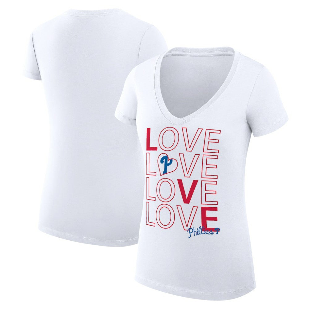 Philadelphia Phillies G-III 4Her by Carl Banks Women's Super-Slim Fit Lightweight Love Graphic Team V-Neck T-Shirt Discount