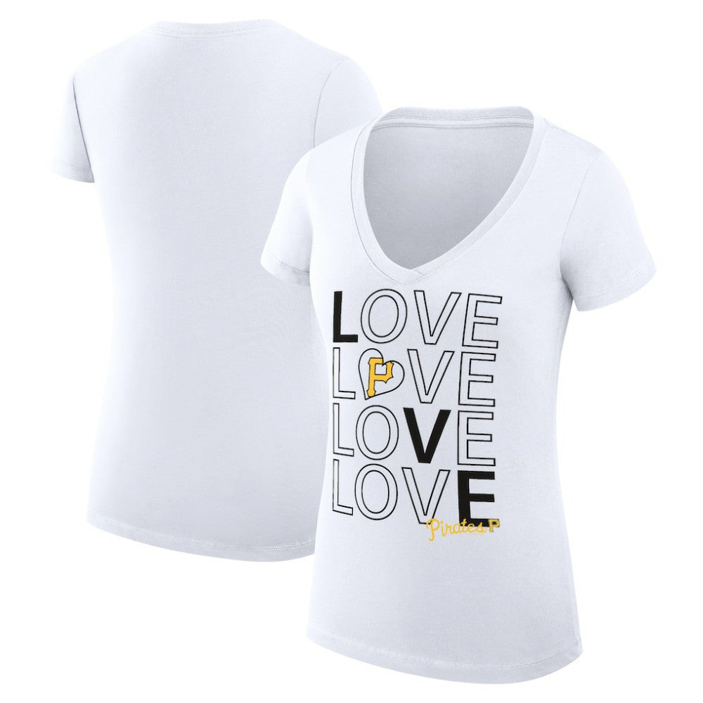 Pittsburgh Pirates G-III 4Her by Carl Banks Women's Super-Slim Fit Lightweight Love Graphic Team V-Neck T-Shirt for sale