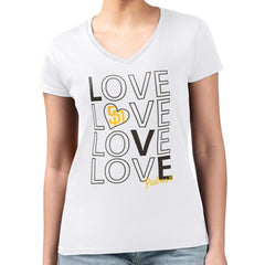 San Diego Padres G-III 4Her by Carl Banks Women's Super-Slim Fit Lightweight Love Graphic Team V-Neck T-Shirt Online