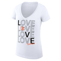 San Francisco Giants G-III 4Her by Carl Banks Women's Super-Slim Fit Lightweight Love Graphic Team V-Neck T-Shirt for sale