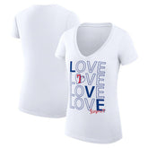 Texas Rangers G-III 4Her by Carl Banks Women's Super-Slim Fit Lightweight Love Graphic Team V-Neck T-Shirt Discount