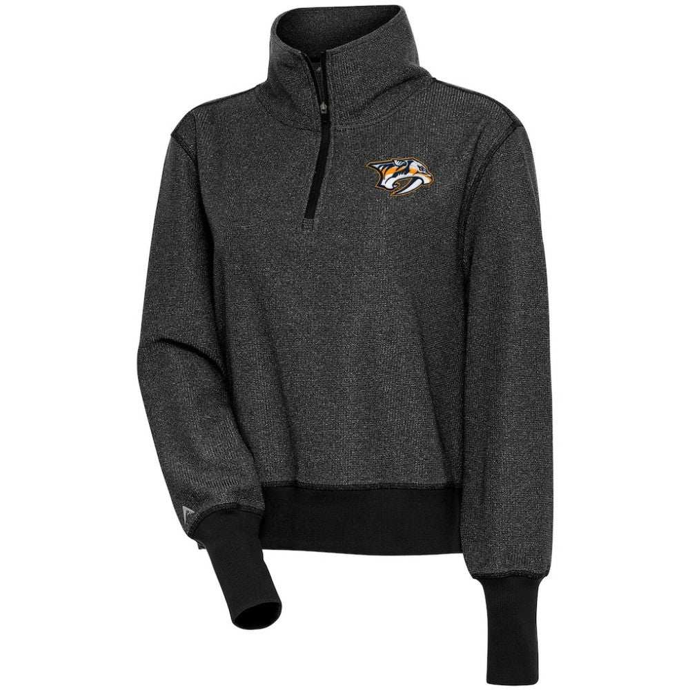 Nashville Predators Antigua Women's Upgrade Half-Zip Pullover Top - Heather Black | NHL near me