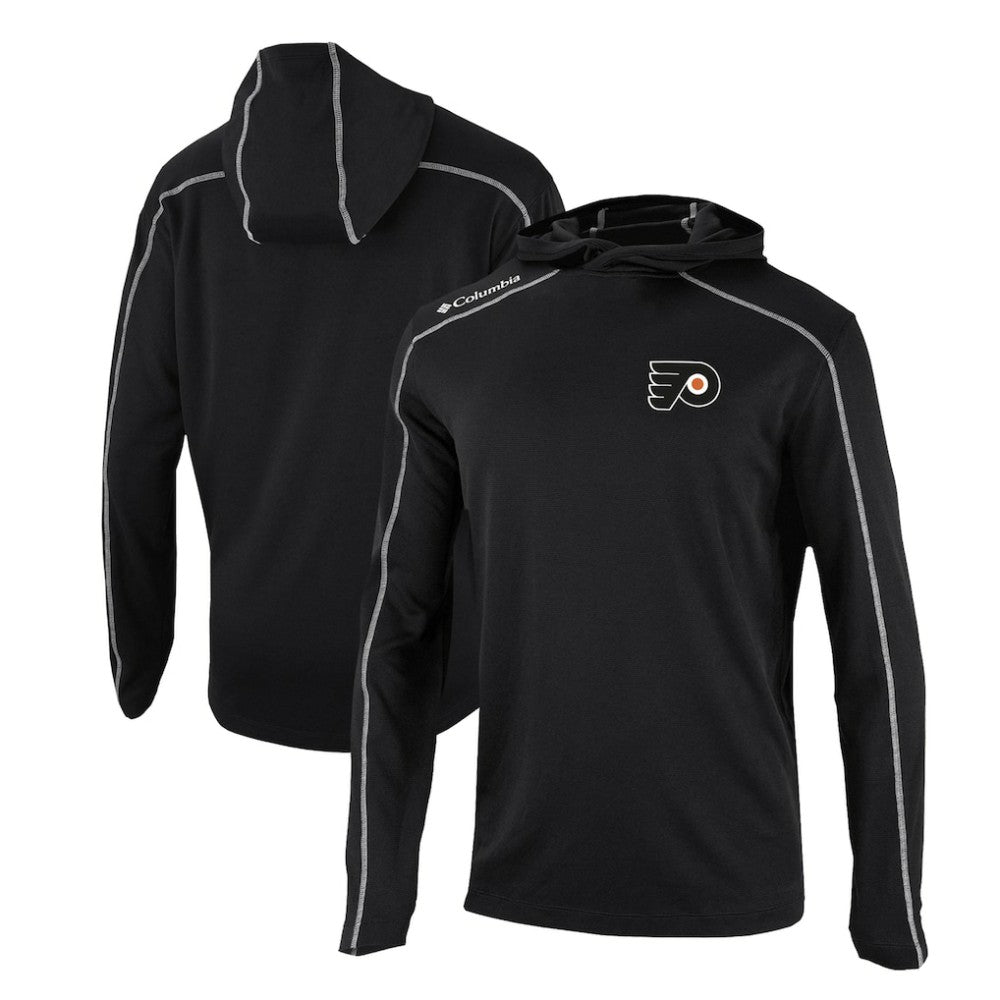 Philadelphia Flyers Columbia Omni-Wick Shotgun Long Sleeve Hoodie T-Shirt - Black | NHL Lifestyle