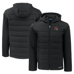 Kansas City Chiefs Cutter & Buck Helmet Evoke Hybrid Eco Softshell Recycled Full-Zip Hoodie Jacket - Black - NFL