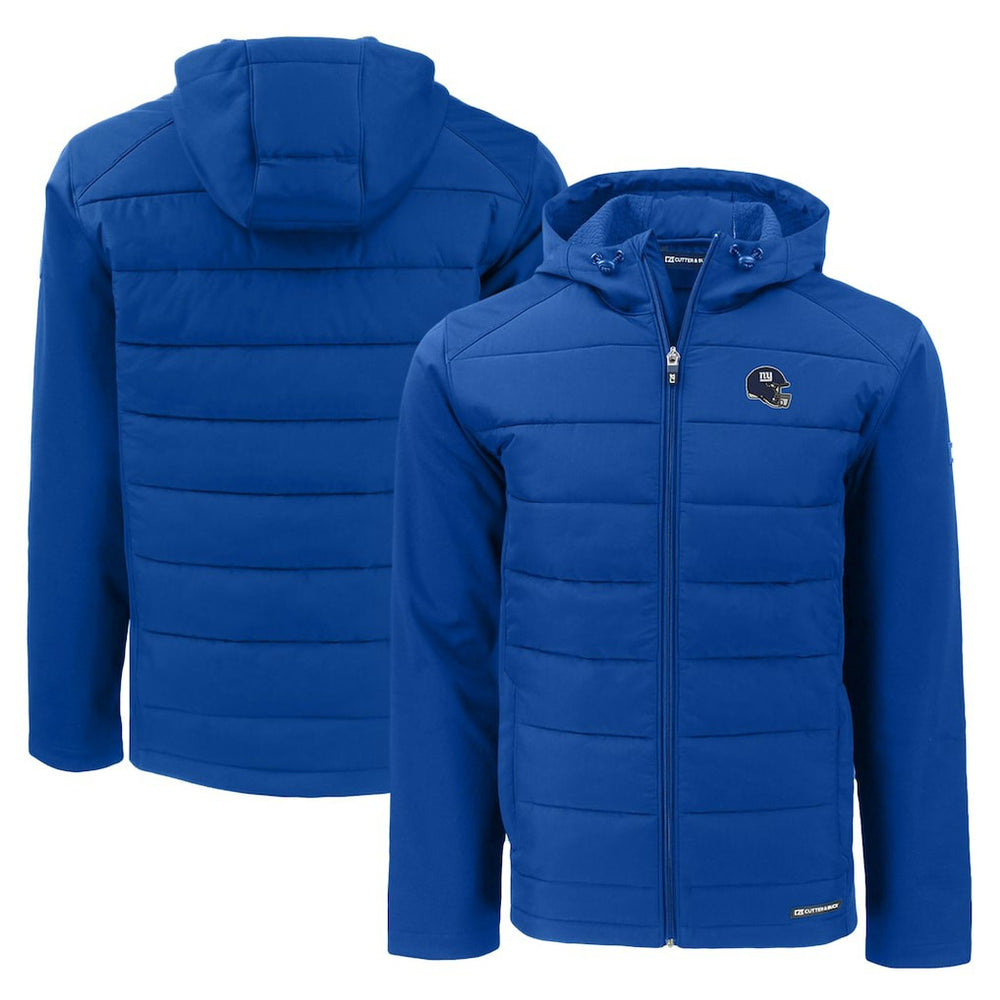New York Giants Cutter & Buck Helmet Evoke Hybrid Eco Softshell Recycled Full-Zip Hoodie Jacket - Royal - NFL