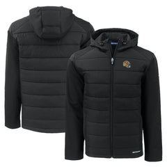 San Francisco 49ers Cutter & Buck Helmet Evoke Hybrid Eco Softshell Recycled Full-Zip Hoodie Jacket - Black - NFL