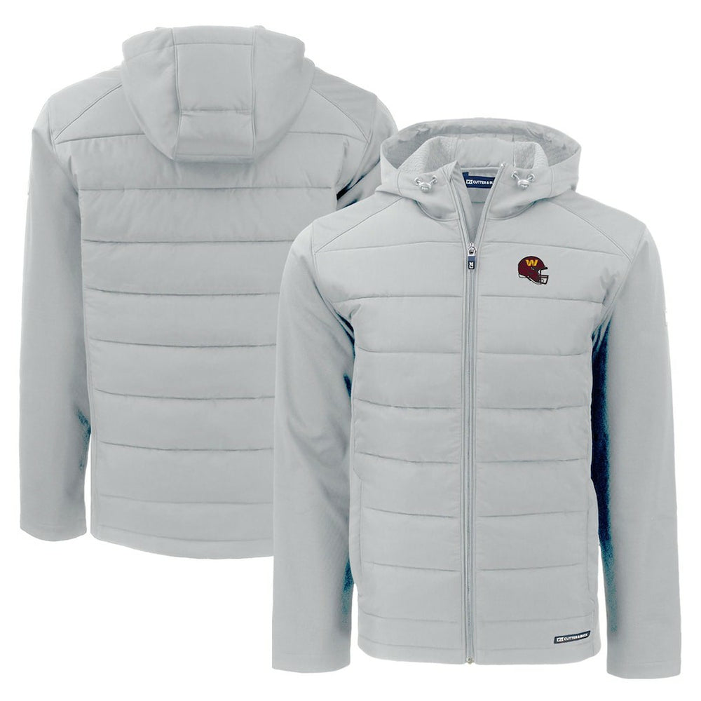 Washington Commanders Cutter & Buck Helmet Evoke Hybrid Eco Softshell Recycled Full-Zip Hoodie Jacket - Gray - NFL