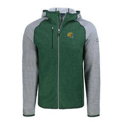 Green Bay Packers Cutter & Buck Helmet Mainsail Sweater-Knit Full-Zip Hoodie - Heather Green/Heather Gray - NFL