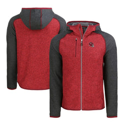 Kansas City Chiefs Cutter & Buck Helmet Mainsail Sweater-Knit Full-Zip Hoodie - Heather Red/Heather Charcoal - NFL