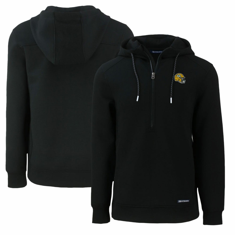 Green Bay Packers Cutter & Buck Helmet Roam Eco Half-Zip Recycled Pullover Hoodie - Black - NFL