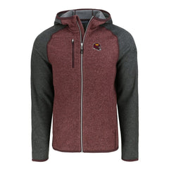Washington Commanders Cutter & Buck Helmet Mainsail Sweater-Knit Full-Zip Hoodie - Burgundy/Heather Charcoal - NFL