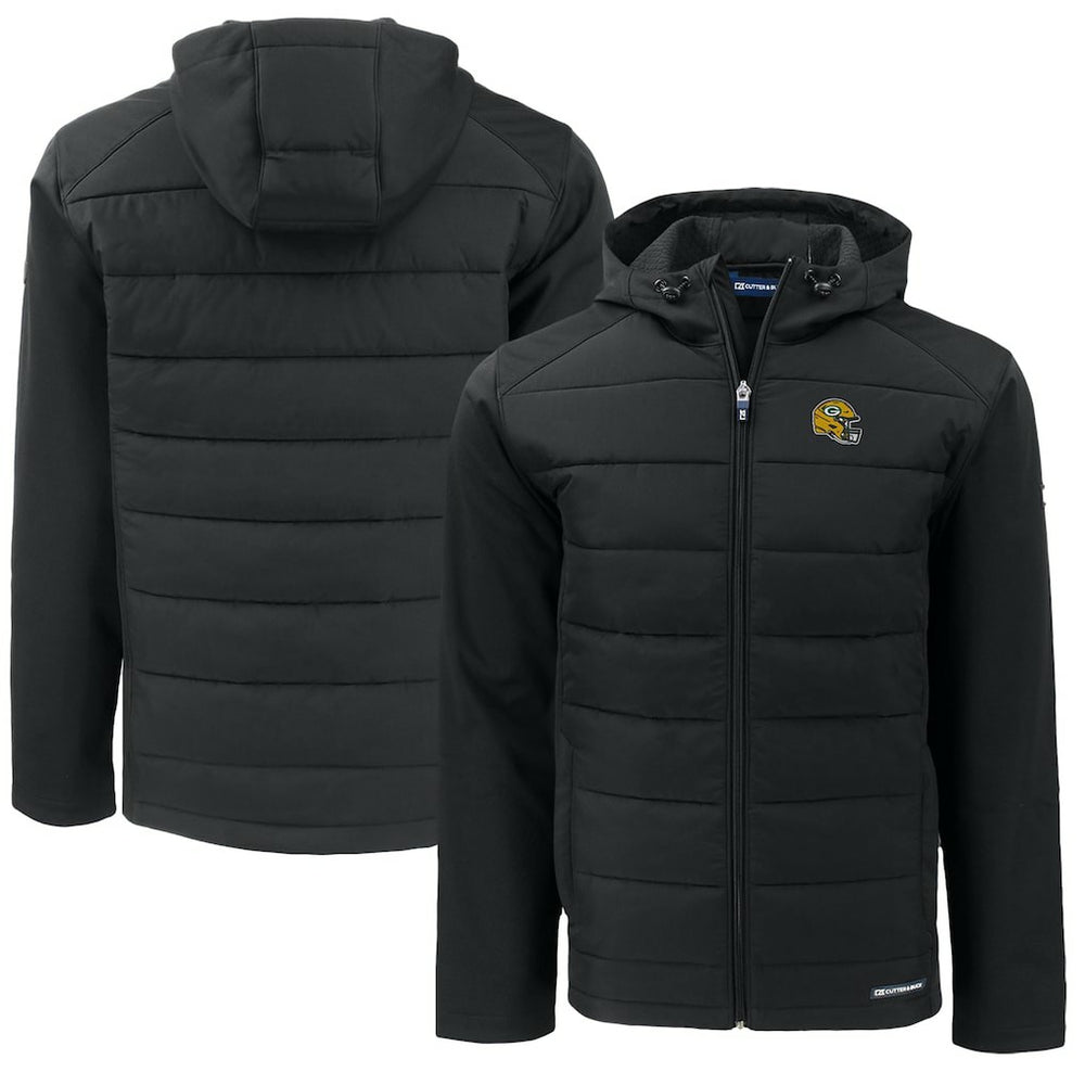 Green Bay Packers Cutter & Buck Helmet Big & Tall Evoke Hybrid Eco Softshell Recycled Full-Zip Jacket - Black - NFL