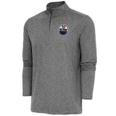 Edmonton Oilers Antigua Hunk Quarter-Zip Pullover Top - Heather Black | NHL Clearance