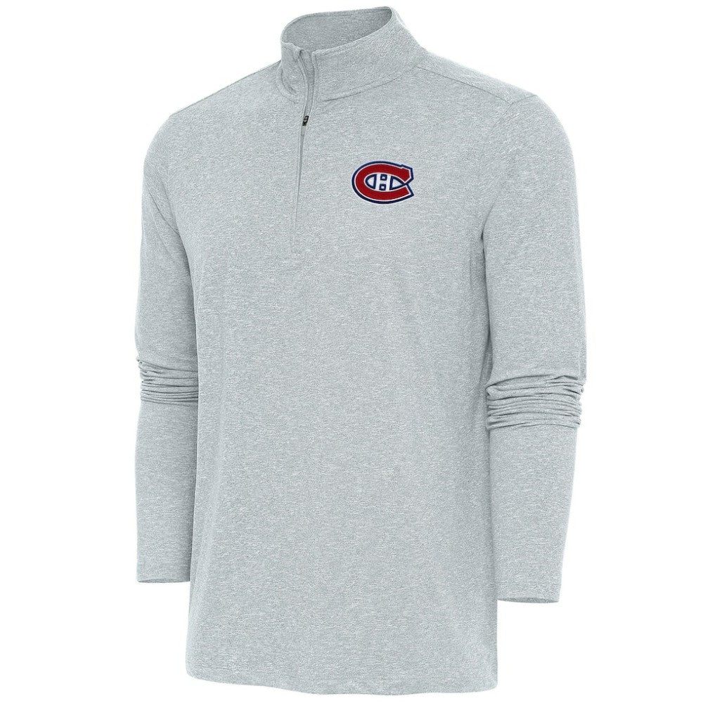 Montreal Canadiens Antigua Hunk Quarter-Zip Pullover Top - Heather Gray | NHL Clearance