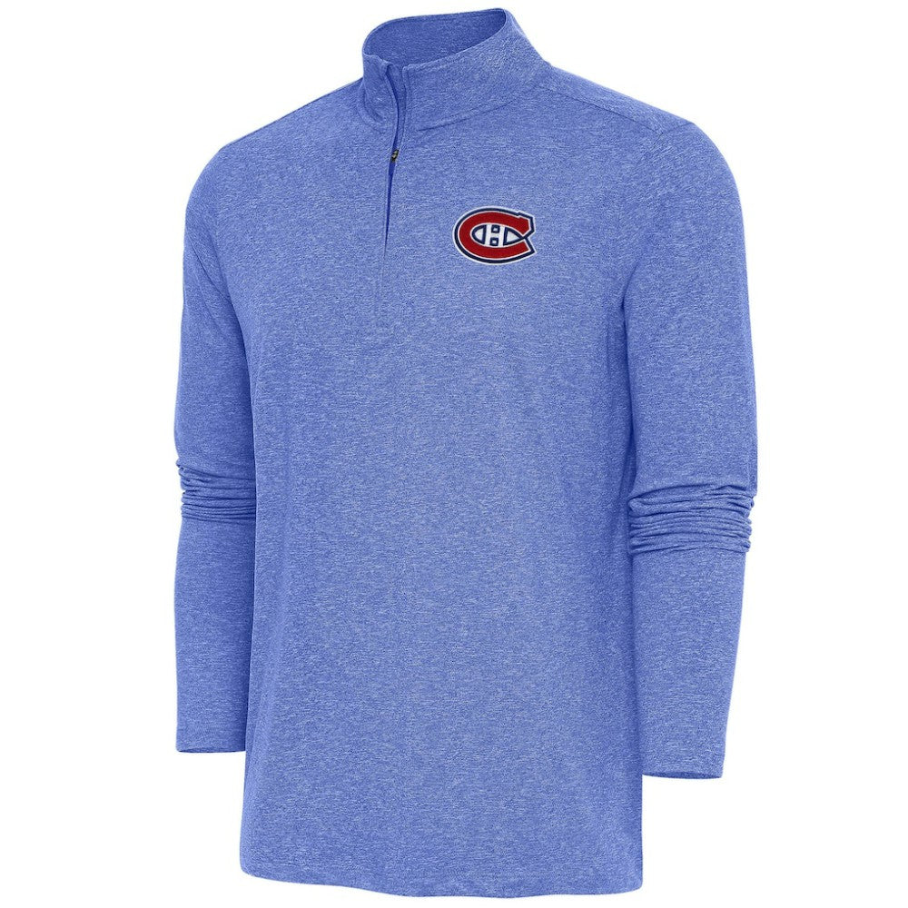 Montreal Canadiens Antigua Hunk Quarter-Zip Pullover Top - Heather Royal | NHL Lifestyle